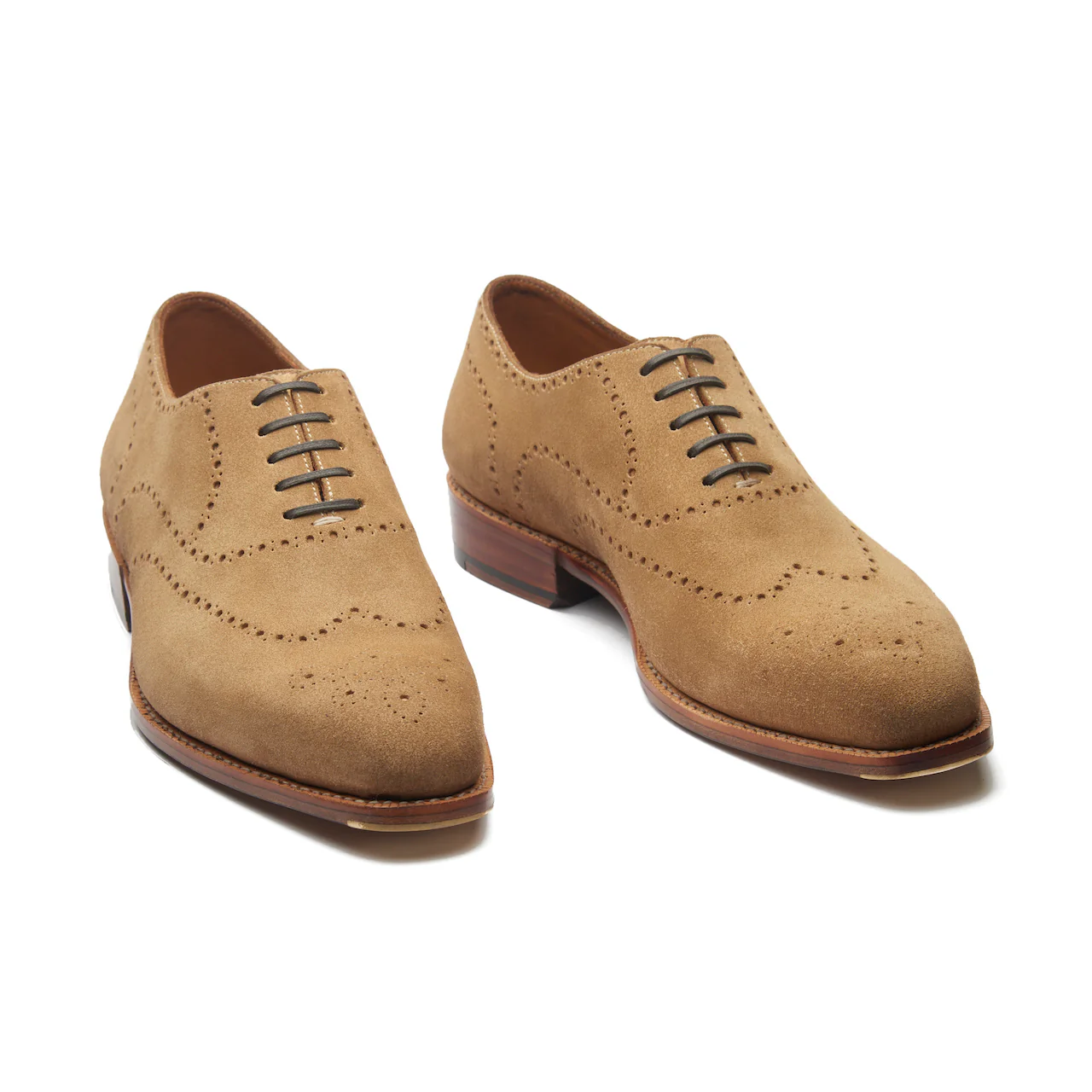 CONSTELLO, TRUE SEAMLESS | FAUX WINGTIP BROGUE, HAND WELTED - CASTORINO SUEDE CASHEW - Image 5