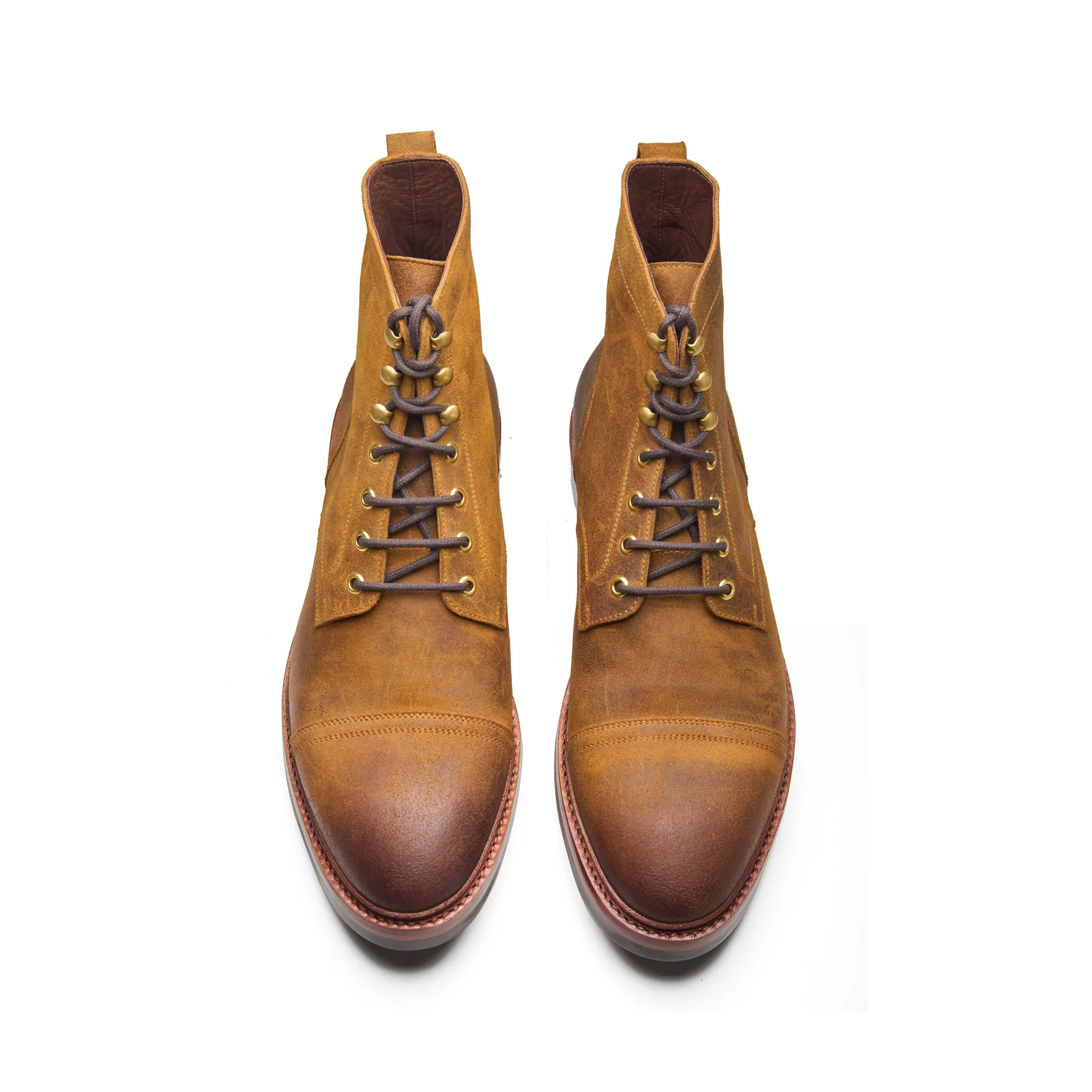 Dixon, Cap-Toe Derby Boot - CF Stead Waxy Suede Wheatbuck | Hand Welted Service Boots - Image 2
