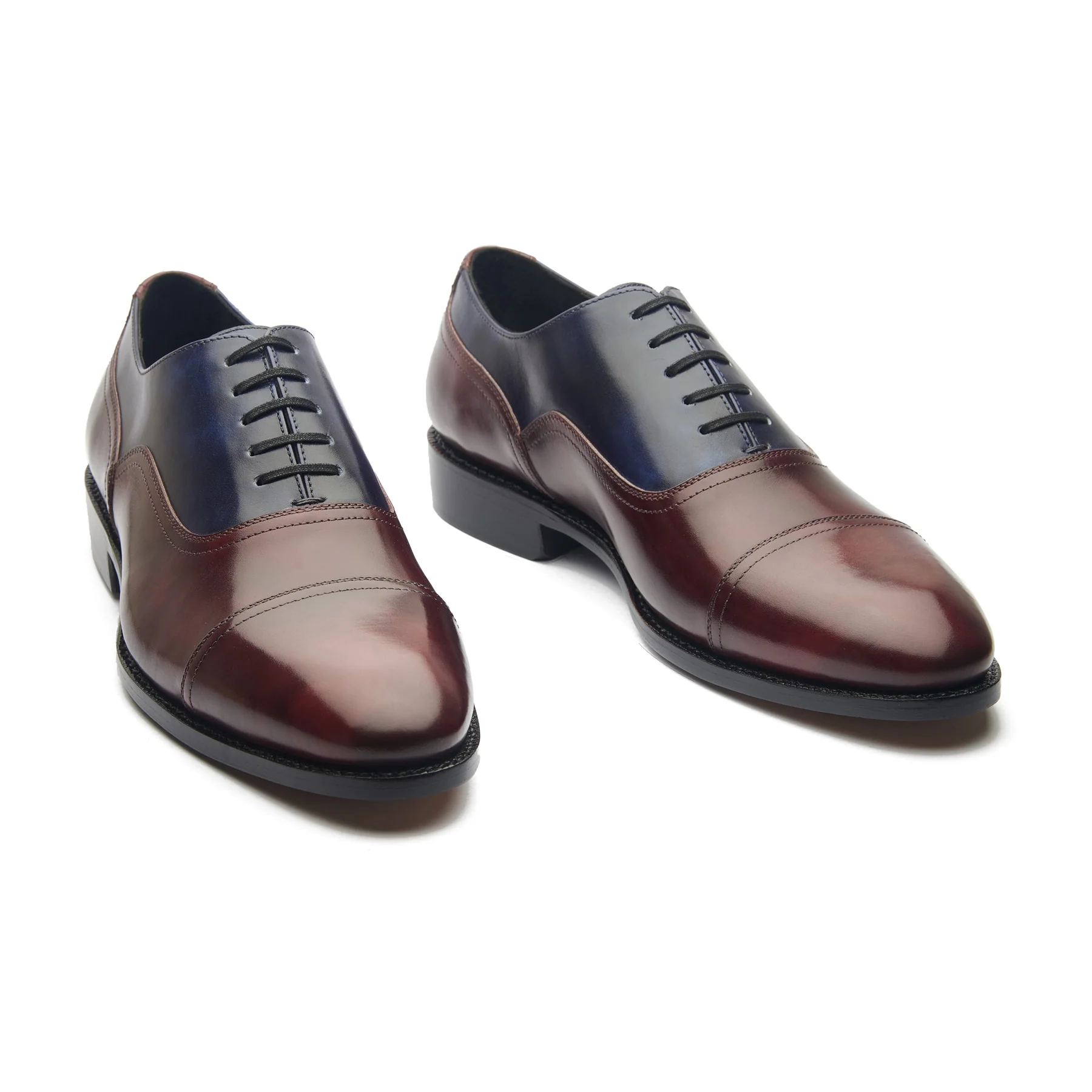 Enzo, Contemporary Balmoral - Navy & Burgundy Museum Calf | Hand Welted Contemporary Classics - Image 4