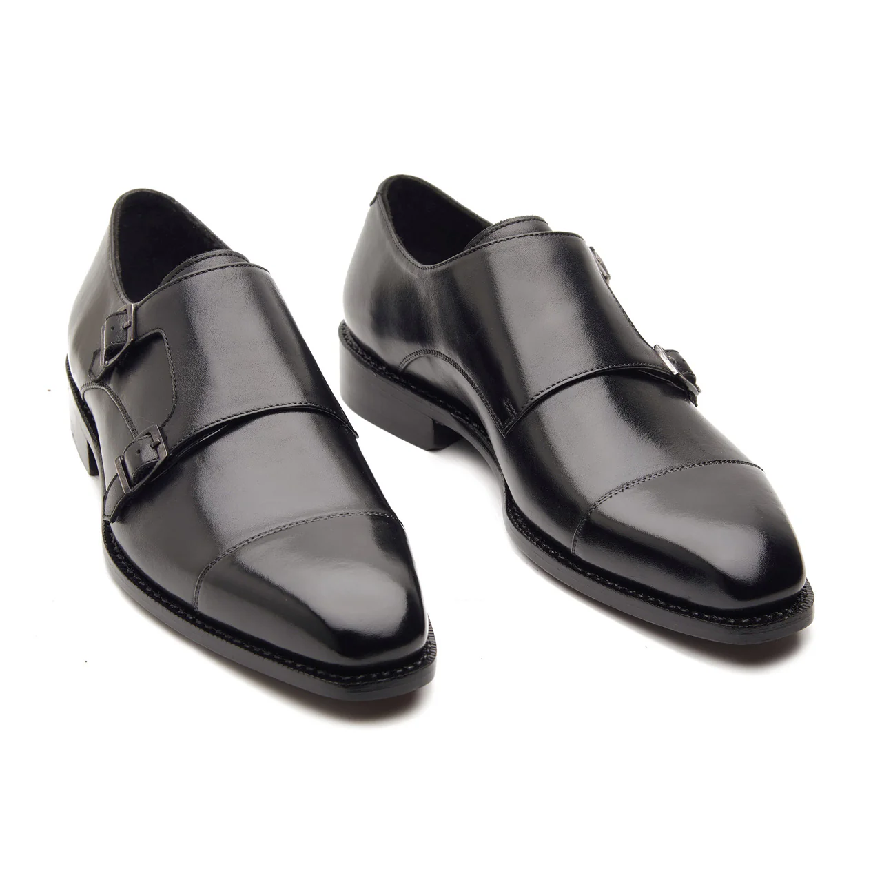 Leon, Cap-toe Double Monk Strap - Black | Hand Welted Classics Collection - Image 3