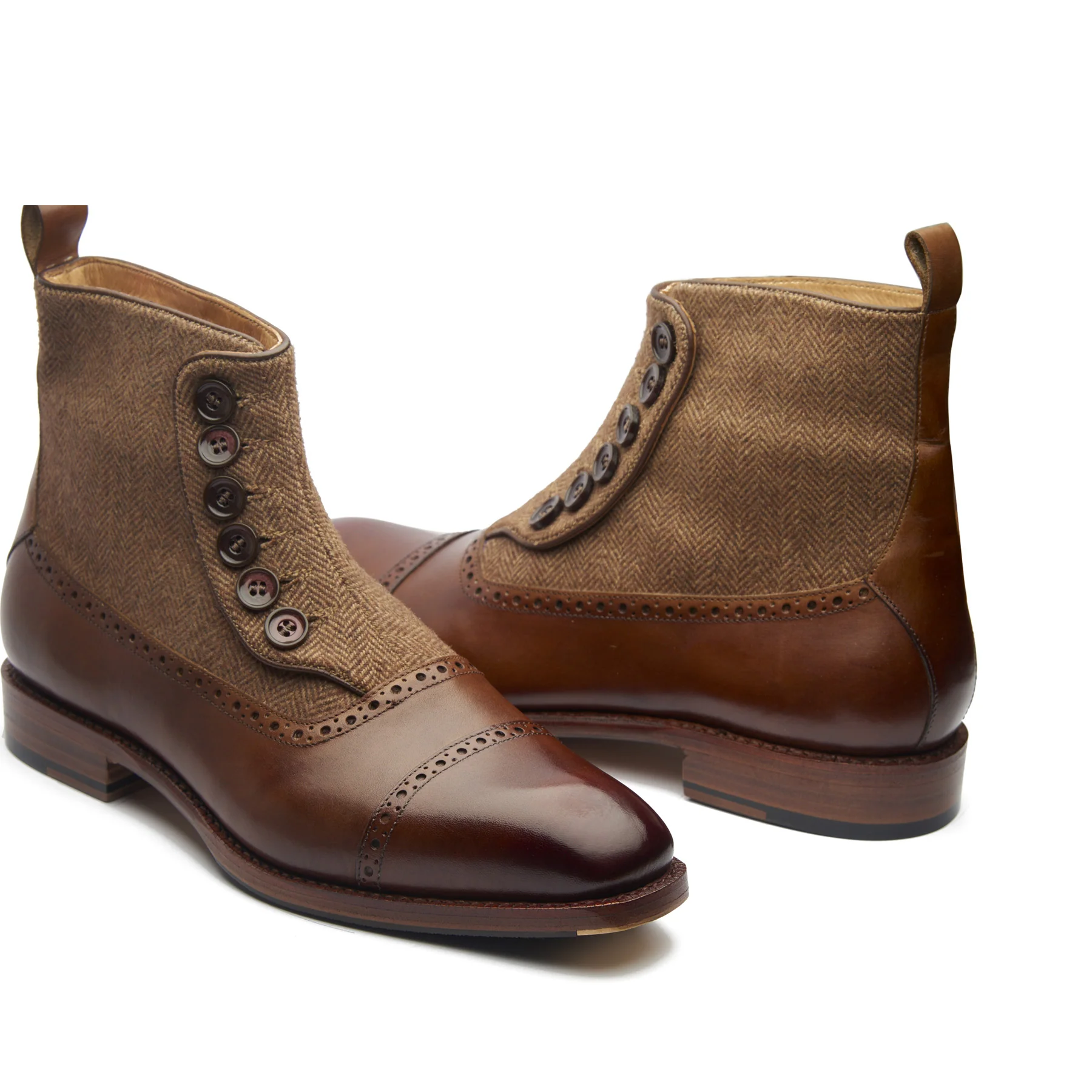 Victor, Button Boot -Mid Brown | Hand Welted | Classics Collection - Image 3